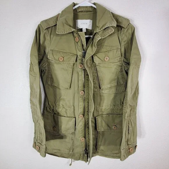 J. Crew Womans XS Boyfriend Fatigue Parka Field Cargo Jacket Utility Green - Picture 3 of 12